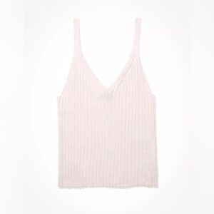 American Eagle Pink Cable Knit Sweater Tank Top - S